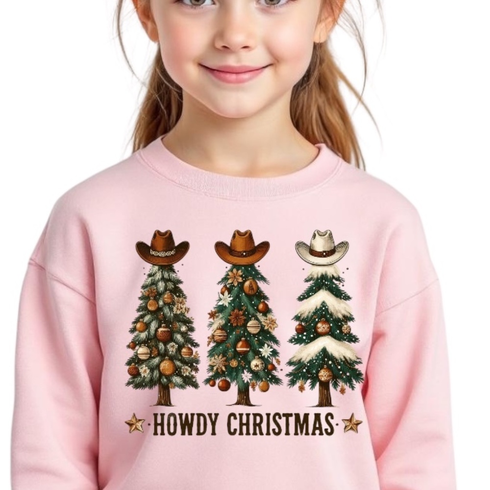 Howdy, Western Christmas T-shirt Boy or Girl 2 3 4 5 6 7 8 10 S-XL Western Tees